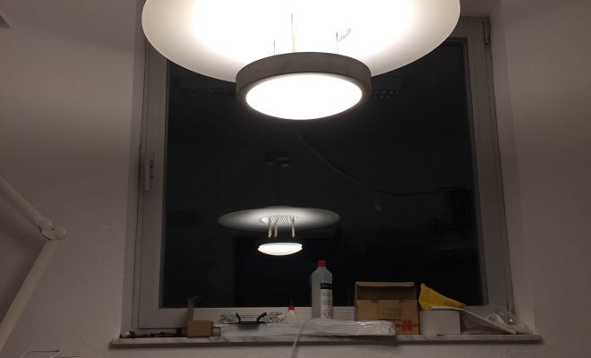 Werkstattaufbau der angefertigten Leuchte von Lichtpartner GmbH & Co. KG